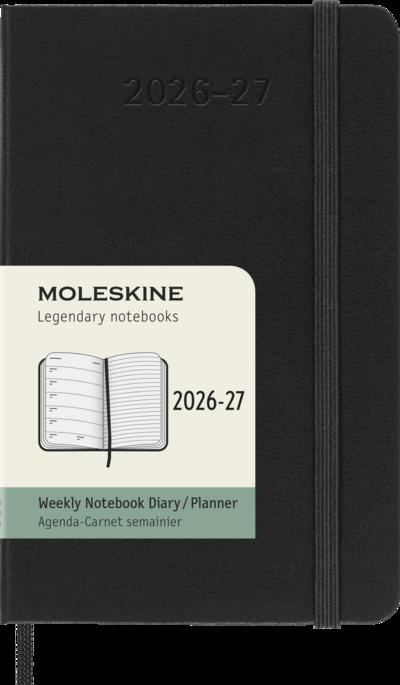 Moleskine 18 Monate Wochen Notizkalender 2026/2027, P/A6, 1 Wo = 1 Seite, Rechts linierte Seite, Fester Einband, Schwarz<BR>