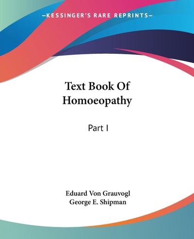Text Book Of Homoeopathy