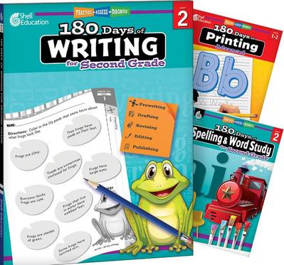 180 Days(tm) Writing, Spelling, & Printing Grade 2: 3-Book Set