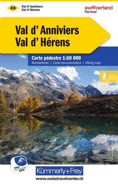 Kümmerly+Frey Wanderkarte 23 Val d’Anniviers, Val d’Hérens 1:60.000