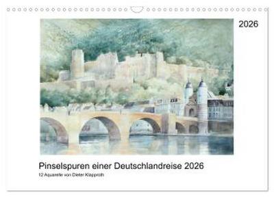 Pinselspuren einer Deutschlandreise - 12 Aquarelle von Dieter Klapproth (Wandkalender 2026 DIN A3 quer), CALVENDO Monatskalender