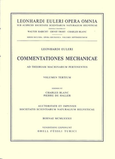 Opera Omnia Commentationes mechanicae ad theoriam machinarum pertinentes 2nd part