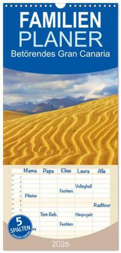 Familienplaner 2026 - Betörendes Gran Canaria mit 5 Spalten (Wandkalender, 21 x 45 cm) CALVENDO