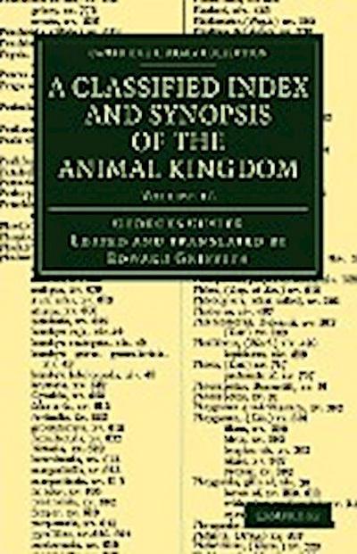 A Classified Index and Synopsis of the Animal Kingdom - Volume 16