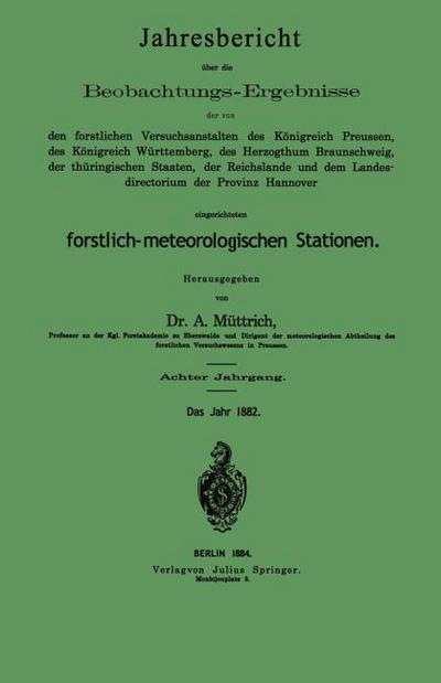 Jahresbericht über die Beobachtungs-Ergebnisse