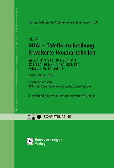 HOAI - Tafelfortschreibung - Erweiterte Honorartabellen