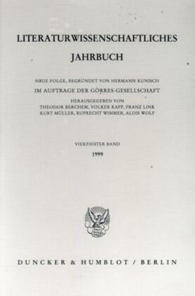 Literaturwissenschaftliches Jahrbuch.. Bd.40/1999