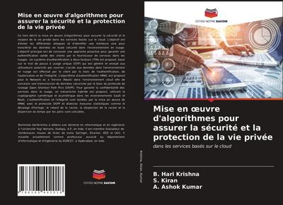Mise en ¿uvre d’algorithmes pour assurer la sécurité et la protection de la vie privée