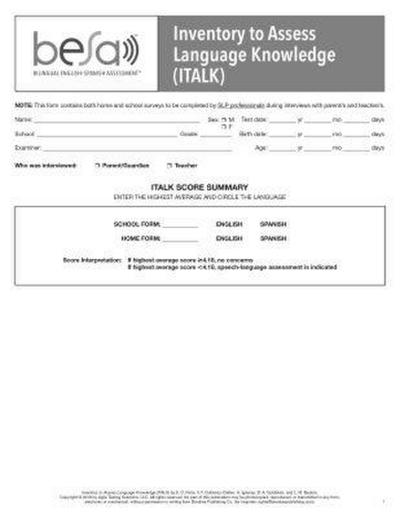 Inventory to Assess Language Knowledge (Italk)