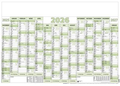 Zettler Plakatkalender 14 Mon Blauer Engel 5 Stk. gerollt 2026 - Wandkalender groß 88 × 63 cm, 14 Monate auf 1 Seite inkl. Dez. 2025 & Jan. 2027, Recyclingpapier, nachhaltig, Ferien, Arbeitstage