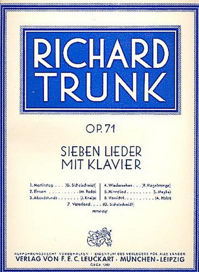 7 Lieder op.71für Gesang (mittel/tief) und Klavier