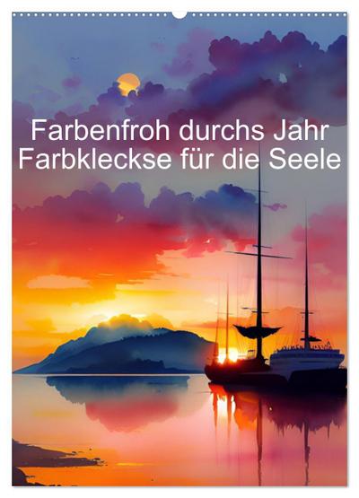 Farbenfroh durchs Jahr 2026 - Farbkleckse für die Seele (Wandkalender 2026 DIN A2 hoch), CALVENDO Monatskalender