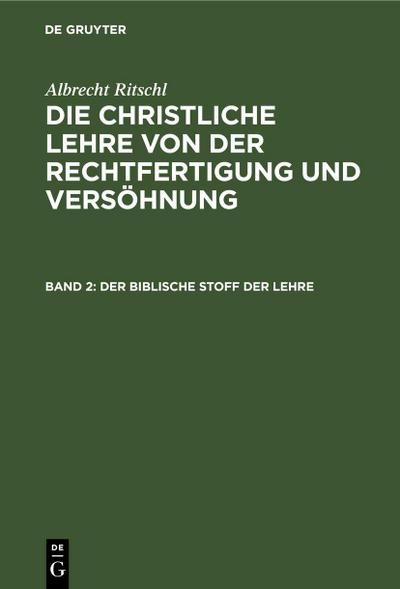 Der biblische Stoff der Lehre