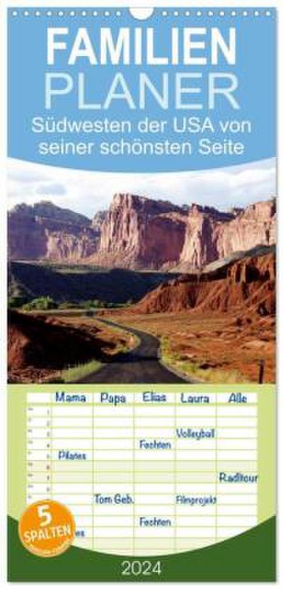 Familienplaner 2026 - USA-Südwesten von seiner schönsten Seite 2026 mit 5 Spalten (Wandkalender, 21 x 45 cm) CALVENDO