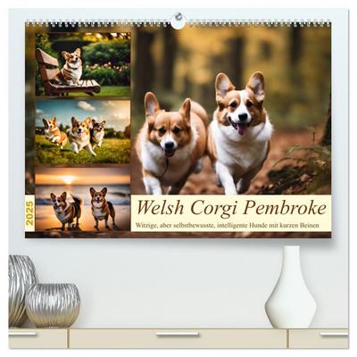 Welsh Corgi Pembroke (hochwertiger Premium Wandkalender 2025 DIN A2 quer), Kunstdruck in Hochglanz
