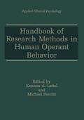 Handbook of Research Methods in Human Operant Behavior