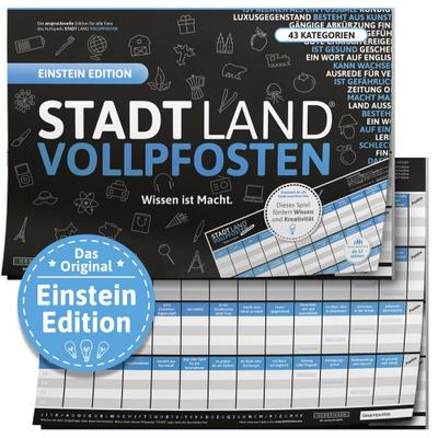 DENKRIESEN - Stadt Land VOLLPFOSTEN® - Wissen ist Macht `Blue Edition` Offizielle Erweiterung des Klassikers - 50 Blätter - Stadt Land FLUSS NEU AUFGELEGT - XXL Block DINA3-FORMAT