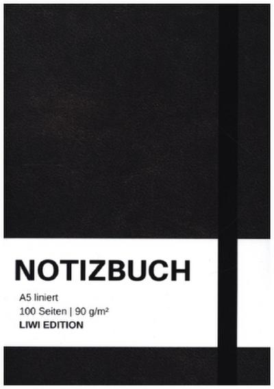 Notizbuch A5 liniert - 100 Seiten 90g/m² - Soft Cover schwarz - FSC Papier