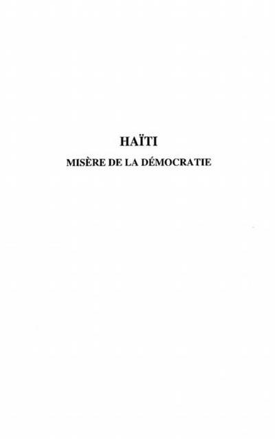 HA??TI MISERE DE LA DEMOCRATIE