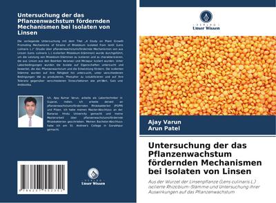 Untersuchung der das Pflanzenwachstum fördernden Mechanismen bei Isolaten von Linsen