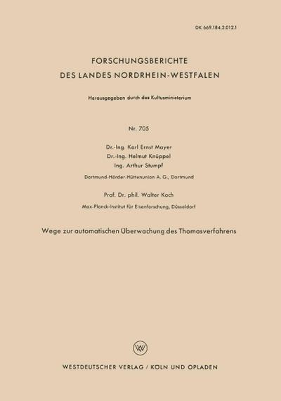 Wege zur automatischen Überwachung des Thomasverfahrens