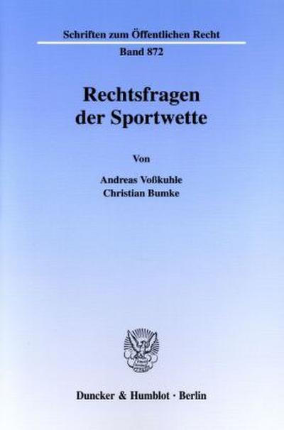 Rechtsfragen der Sportwette.
