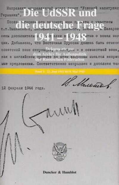 Die UdSSR und die deutsche Frage 1941-1948.