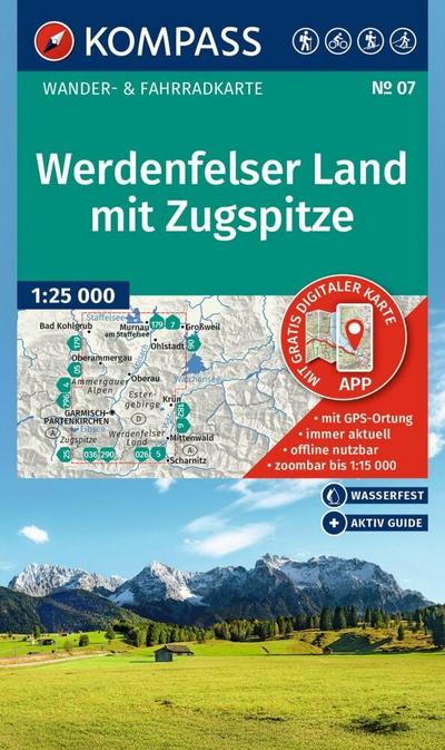 KOMPASS Wanderkarte 07 Werdenfelser Land mit Zugspitze 1:25.000 