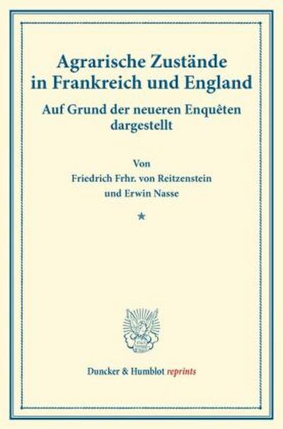 Agrarische Zustände in Frankreich und England.