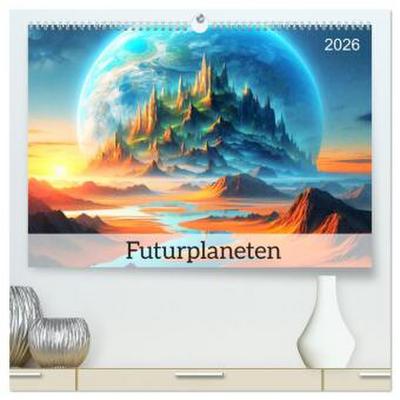 Futurplaneten (hochwertiger Premium Wandkalender 2026 DIN A2 quer), Kunstdruck in Hochglanz
