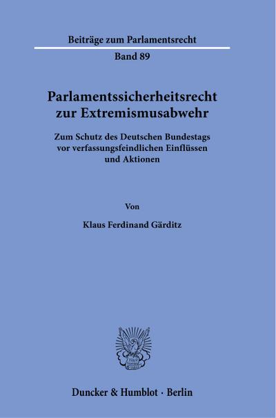 Parlamentssicherheitsrecht zur Extremismusabwehr