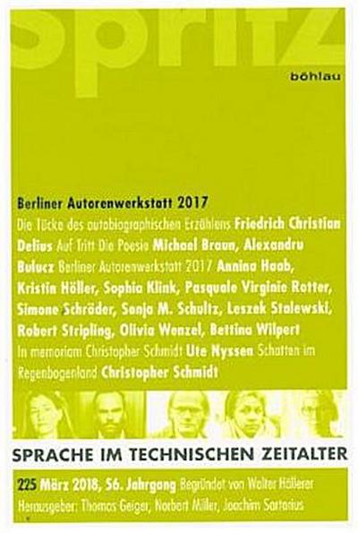 Sprache im technischen Zeitalter Berliner Autorenwerkstatt 2017