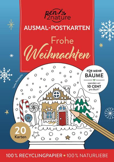 Frohe Weihnachten I 20 Ausmal-Postkarten