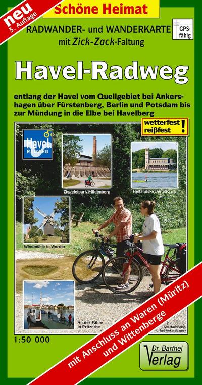 Radwander- und Wanderkarte Havel-Radweg 1 : 50 000 (mit Zick-Zack Faltung)