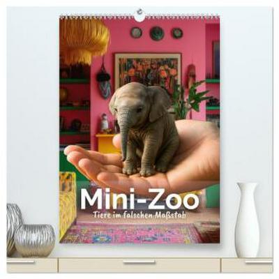 Mini-Zoo - Tiere im falschen Maßstab (hochwertiger Premium Wandkalender 2026 DIN A2 hoch), Kunstdruck in Hochglanz