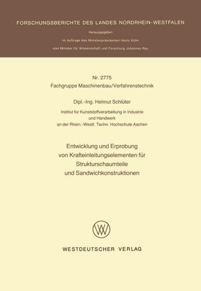 Entwicklung und Erprobung von Krafteinleitungselementen für Strukturschaumteile und Sandwichkonstruktionen
