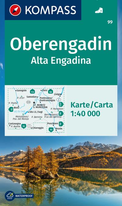 KOMPASS Wanderkarte 99 Oberengadin / Alta Engadina 1:40.000