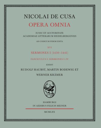 Nicolai de Cusa Opera omnia / Nicolai de Cusa Opera omnia