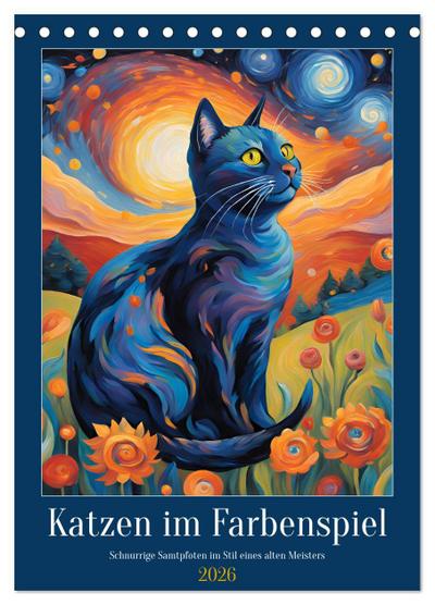 Katzen im Farbenspiel (Tischkalender 2026 DIN A5 hoch), CALVENDO Monatskalender