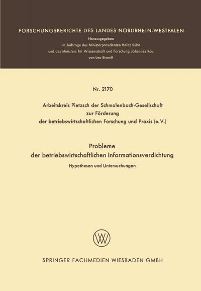 Probleme der betriebswirtschaftlichen Informationsverdichtung