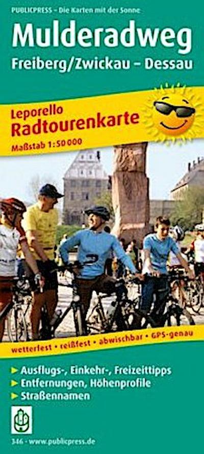 PublicPress Leporello Radtourenkarte Mulderadweg, Freiberg/Zwickau - Dessau