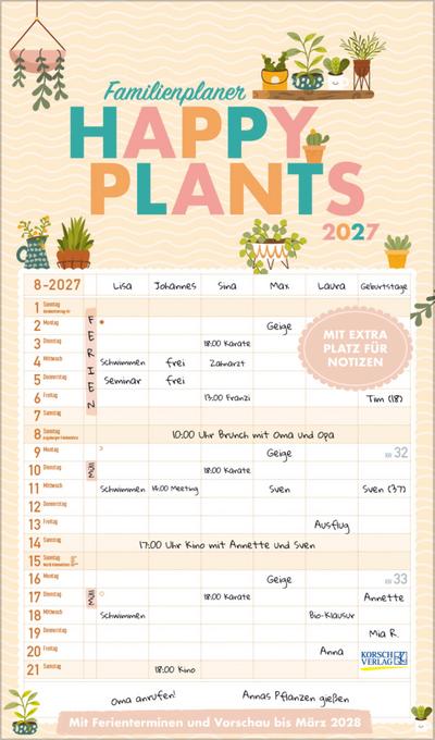 Familienplaner Happy Plants 2027