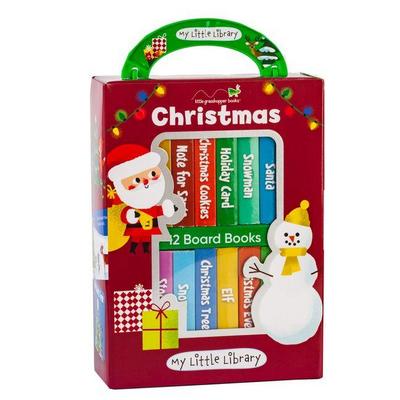 My Little Library: Christmas - 12 Mini Board Books for Babies & Toddlers First Christmas Stories with Santa, Reindeer, Snowmen and More Holiday Gift Set in Keepsake Box