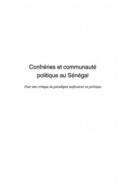 Confreries communaute politique Senegal