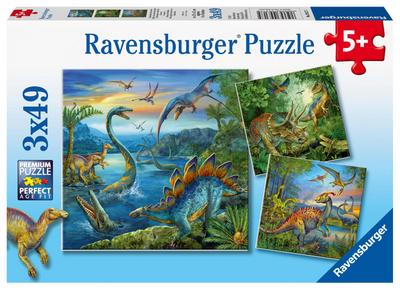 Ravensburger Kinderpuzzle - 09317 Faszination Dinosaurier - Puzzle für Kinder ab 5 Jahren, mit 3x49 Teilen
