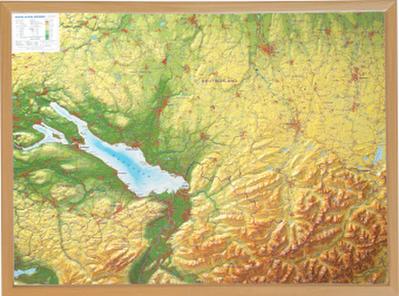 Allgäu Bodensee, Reliefkarte 1:200.000 mit Naturholzrahmen