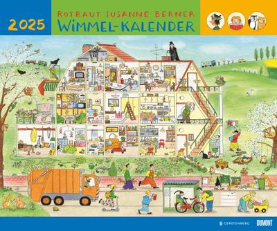 DUMONT - Wimmel-Kalender 2025 Wandkalender, 60x50cm, Kinderkalender mit schönen Abbildungen, mit Illustrationen von R.S. Berner