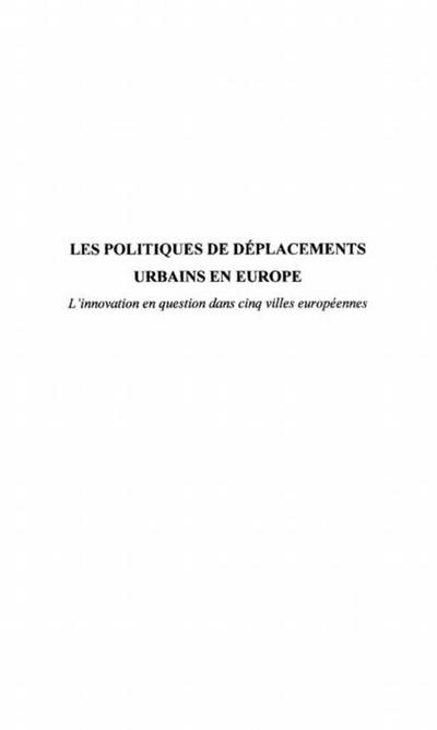 Politique de deplacement urbain en europ