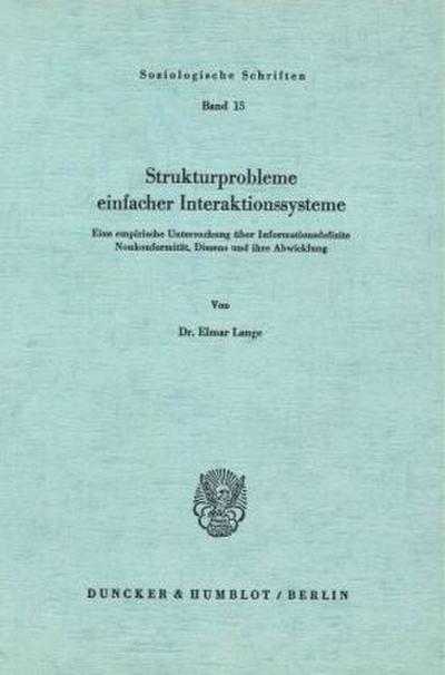 Strukturprobleme einfacher Interaktionssysteme.