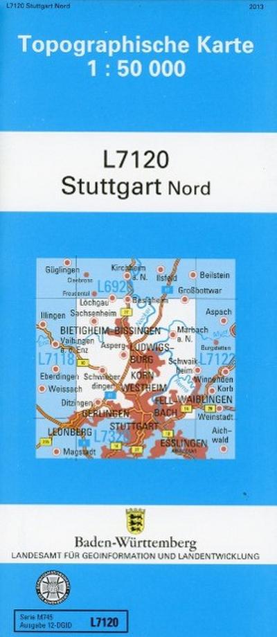 L7120 Stuttgart-Nord: Zivilmilitärische Ausgabe TK50 (Topographische Karte 1:50 000 (TK50))